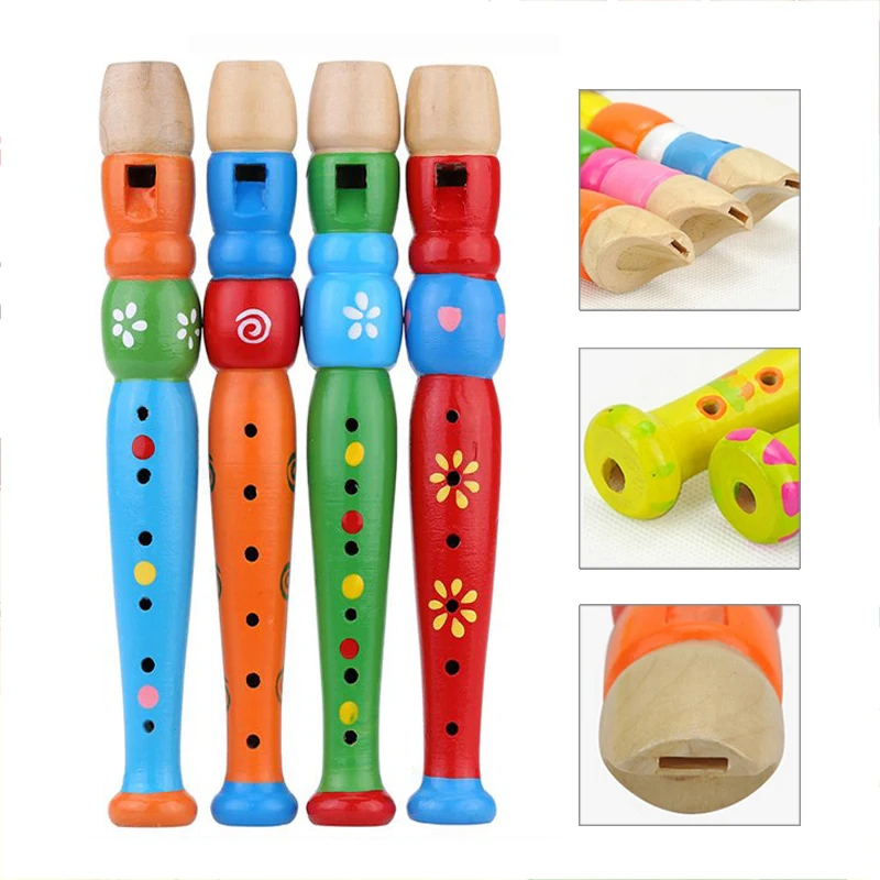 2 個 6 穴木製フルートカラフルな子供の教育学習音楽玩具子供の楽器トランペットブレットホーター TMZ