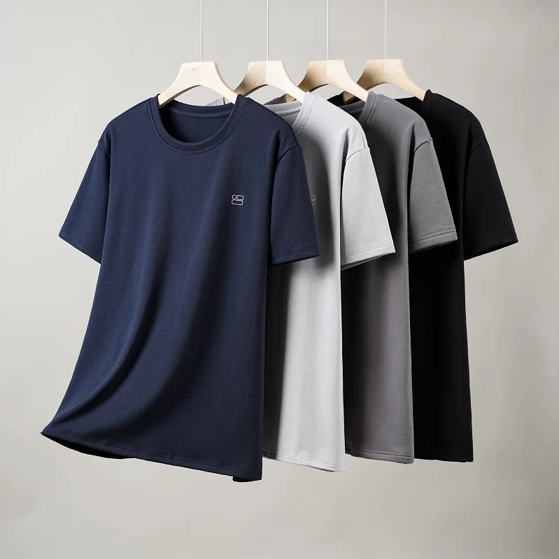 Modal New Sleep Tops Male Vest Home Pajamas Solid Color Summer Short-sleeved O-Neck Tops Big Yards L-5XL Casual Sleepwear Pijama