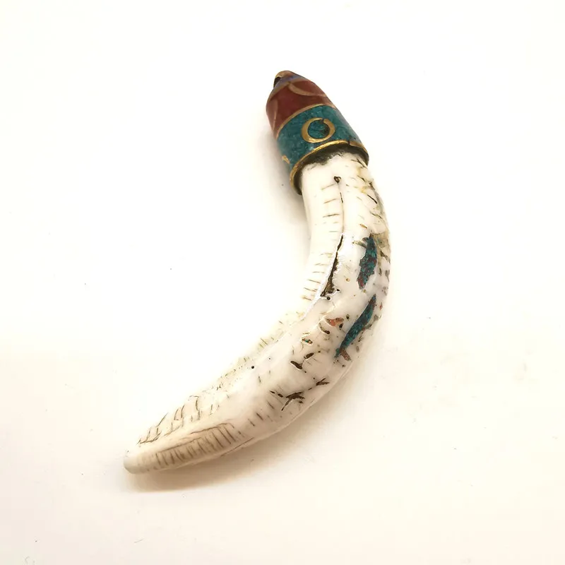 Tibeti Amulett Nepál Dragonyos conch Gránát Tibet Garas Borult tridacna medálok Tépőfog számára Férfi TBP026 