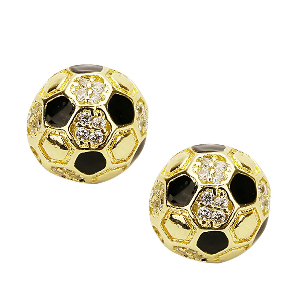 

2Pcs Mini Hole Zircon Gold Plated Drip Oil Surface Copper Spacer Beads for Necklace Bracelet Earring Making Golden