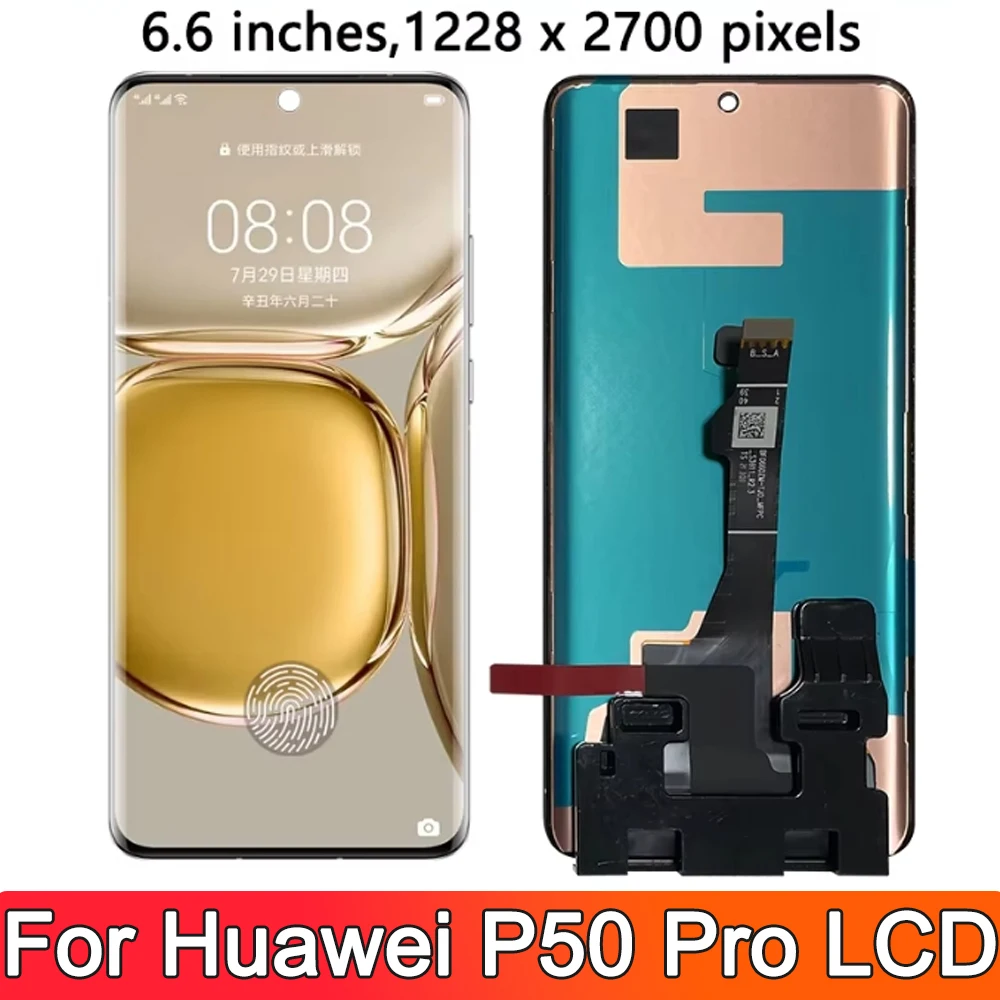 6.6\'\'For HUAWEI P50 Pro For P50Pro JAD-AL50 JAD-LX9 JAD-AL00 LCD Display Touch Screen Digitizer Assembly Replacement