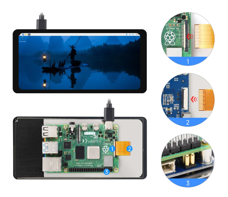 6.25inch DSI capacitive touch display, working with Raspberry Pi 4B
