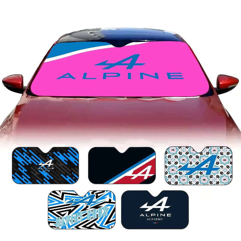 Racing A-Alpines Sunshade Windscreen 3D Film Plaid Gift Novelty Car Front Window Visor 70x130cm Sun Visor Solar Protect