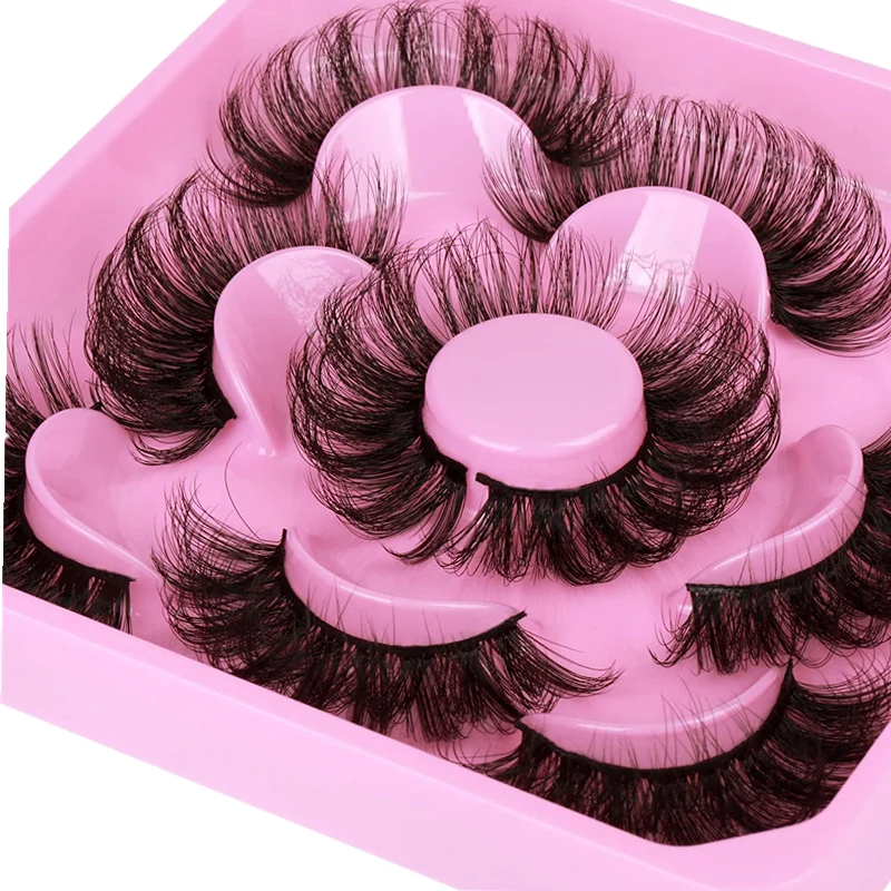 5 Pairs Russian Strip Lashes Fluffy Faux Mink Lashes 3D False Eyelashes Russian Volume Eyelashes Fake Eyelashes