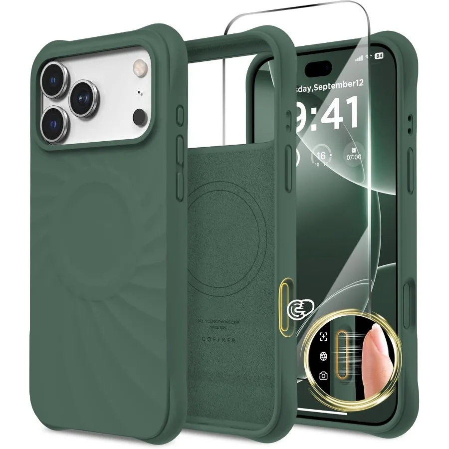 حافظة مغناطيسية واقية مضادة للصدمات لهاتف آيفون 17 برو ماكس 6.9 مع كاميرا سيليكون مدمجة متوافقة مع MagSafe