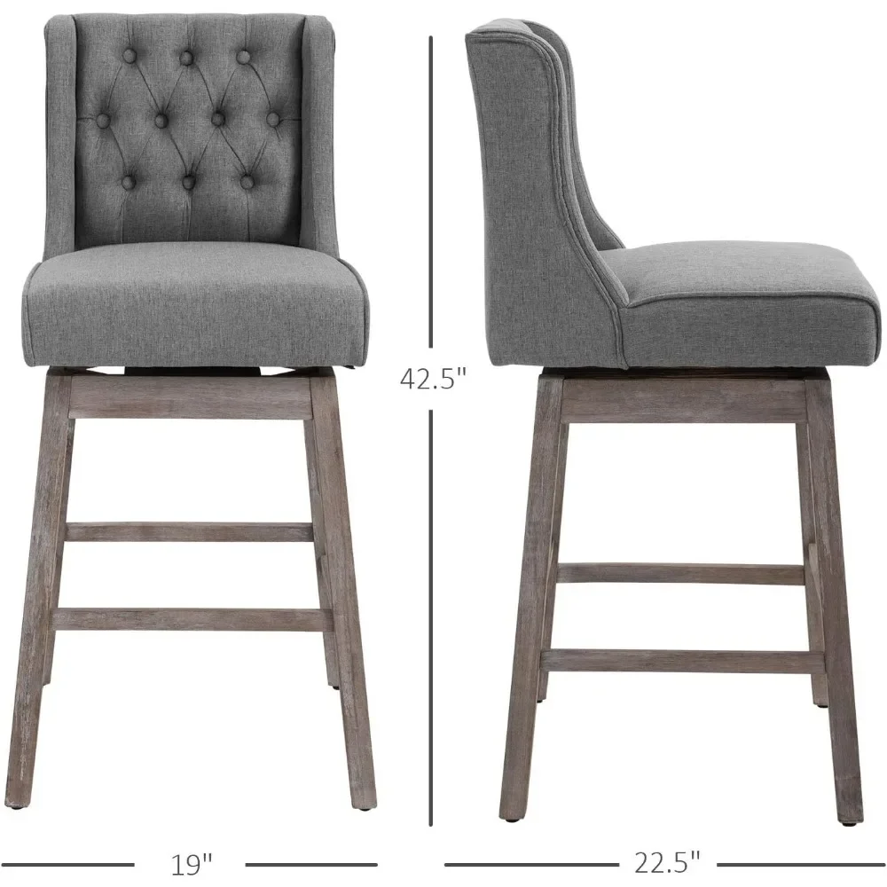 

Bar Height Bar Stools Set of 2, 30" Seat Height Bar Chairs with Solid Wood Footrests