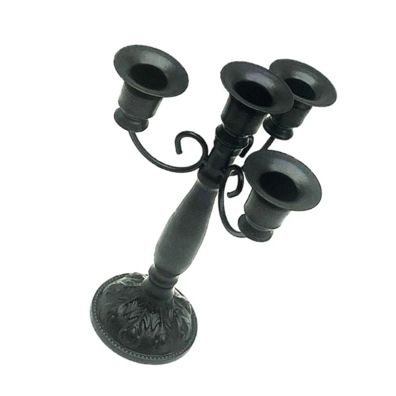 Baroques Iron Candlestick Holder Antiqued Vintage Stand 4 Arms Candelabra C7ac