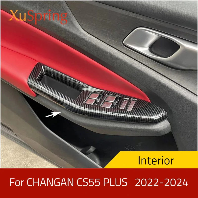 For CHANGAN CS55 Plus 2022-2024 LHD Window Switch Panel Adjust Cover Trim Stickers Strips Garnish Decoration Car Styling