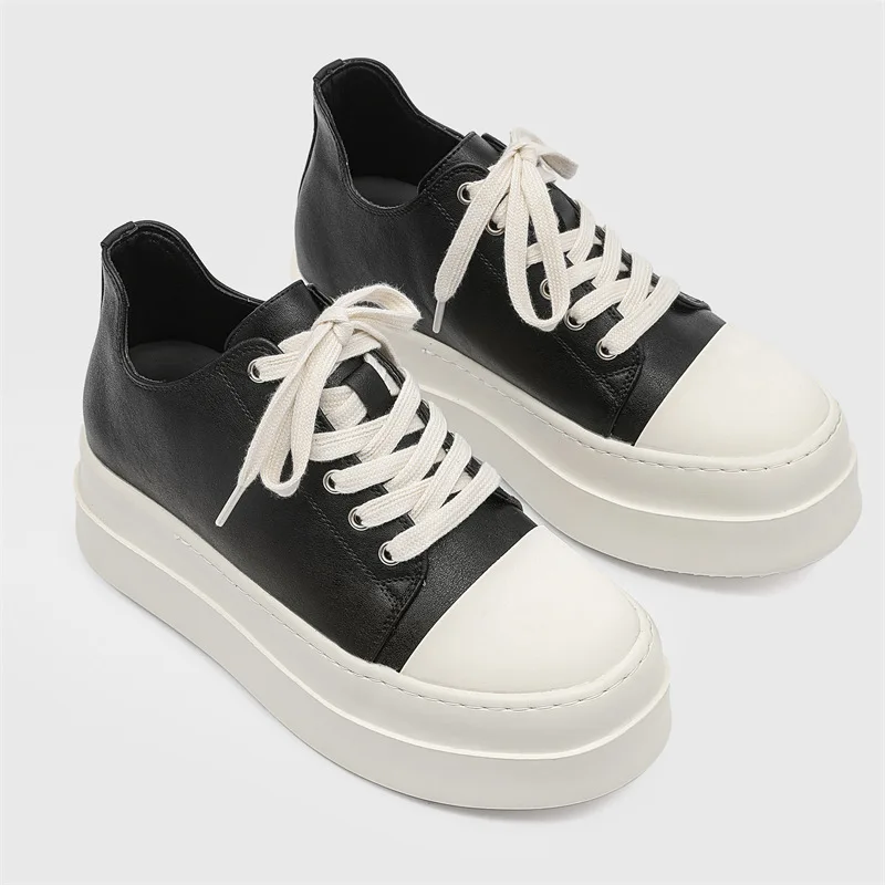 Korean style men shoes black designer original leather derby shoe breathable platform sneakers punk rock chunky cool footwear
