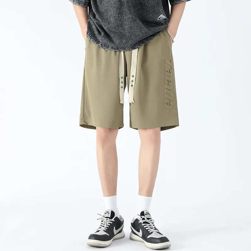 Summer Teens Quick Dry Embossed Shorts Boys' Lightweight Loose Fit 5-Point Casual Sports Wear Activewear
