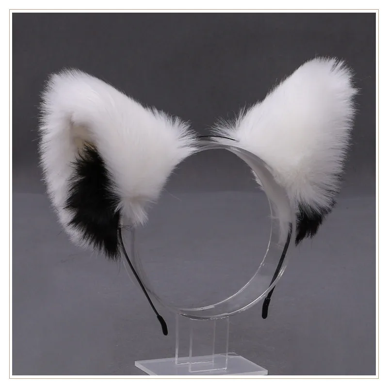 Bande de cheveux d'oreille de bête animale en fourrure pour filles, loup, chat, renard, peluche douce, accessoire Lolita, costume Cosplay Anime, Halloween, Noël