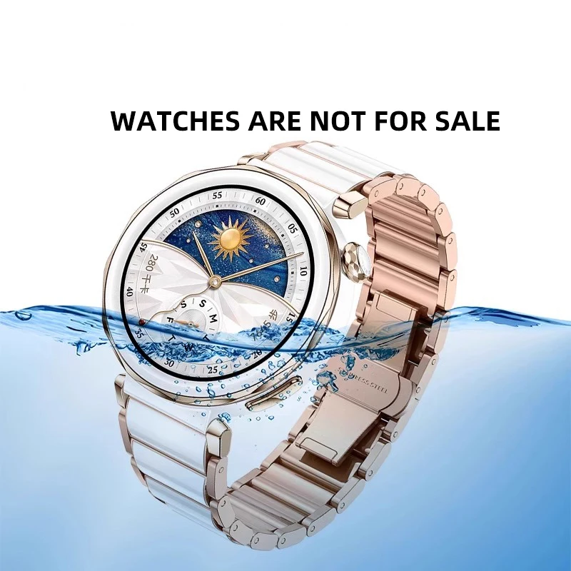 مناسبة لحزام ساعة Huawei GT5PRO، حزام ساعة رياضي ذكي watch4pro من السيراميك الأبيض، حزام ساعة نسائي أصلي جديد