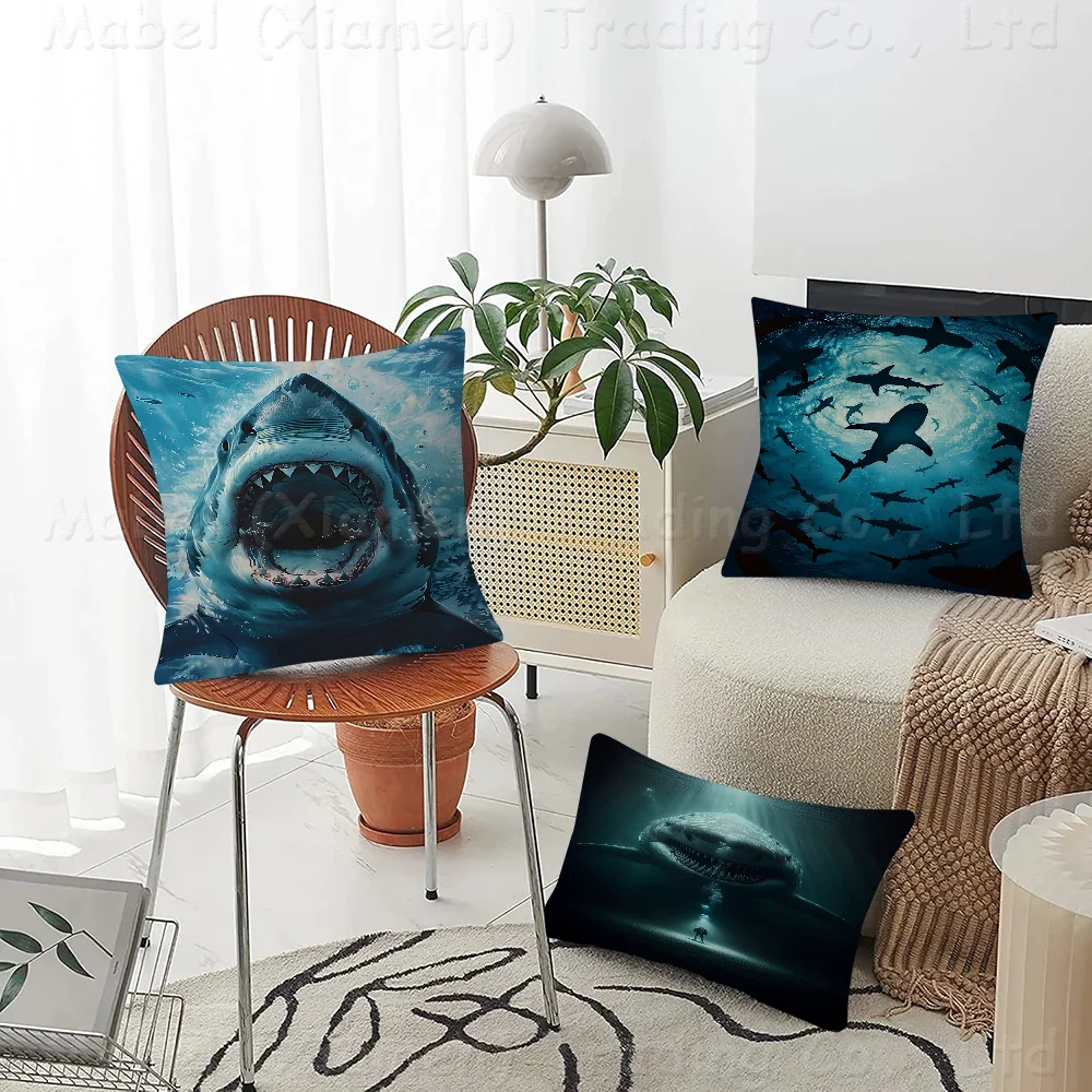 

1pc Shark Cushion Cover Inches Farmhouse Decor Home Throw Pillow Covers For Couch Decorations