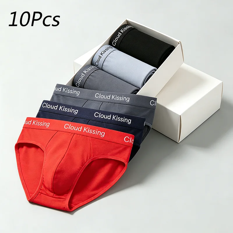 10Pcs Cloud Kissing Male Briefs Underwear Soft Breathable High Elastic Comfortable Mens Underpants For Outdoor Activities Travel