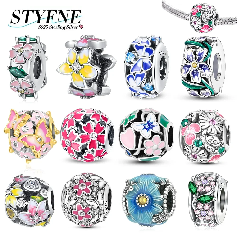 

Изысканная серия цветов, подвески из серебра 925 пробы, круглые подвески в виде цветов и бабочек, подходят для оригинального браслета, подвески, сделай сам, женские ювелирные изделия, подарок