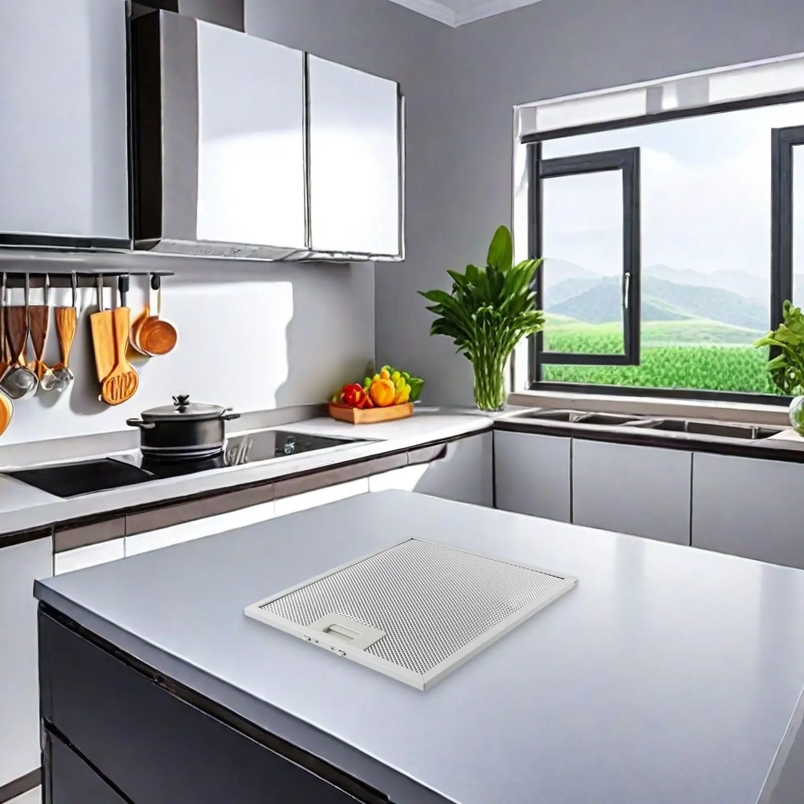 Cooker Hood Filter Aluminum Mesh Filter Compatible With Most Brands Easy To Install High Efficiency Cooking Environment