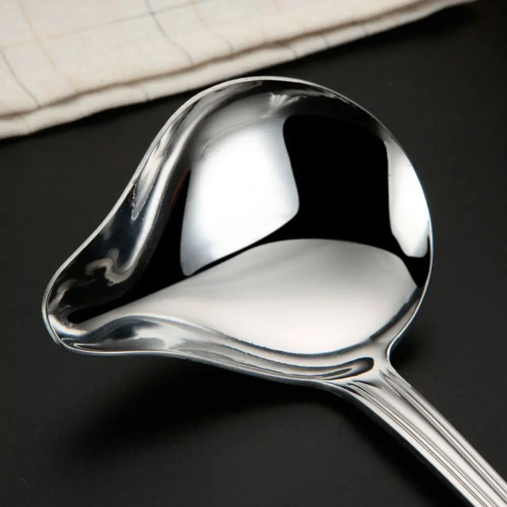 1/2pcs Silver Saucier Sauce Soup Scoop 7.87*2.91 Inch Stainless Steel Household Spoon Set Creative Duckbill Scoop Kitchen