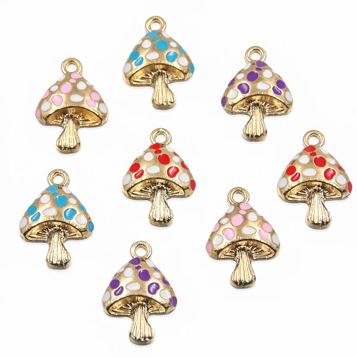 10Pcs 4 Color 17x25MM Alloy Metal Drop Oil Mushroom Charm Vegetable Pendant For Enamel DIY Bracelet Necklace Jewelry Making