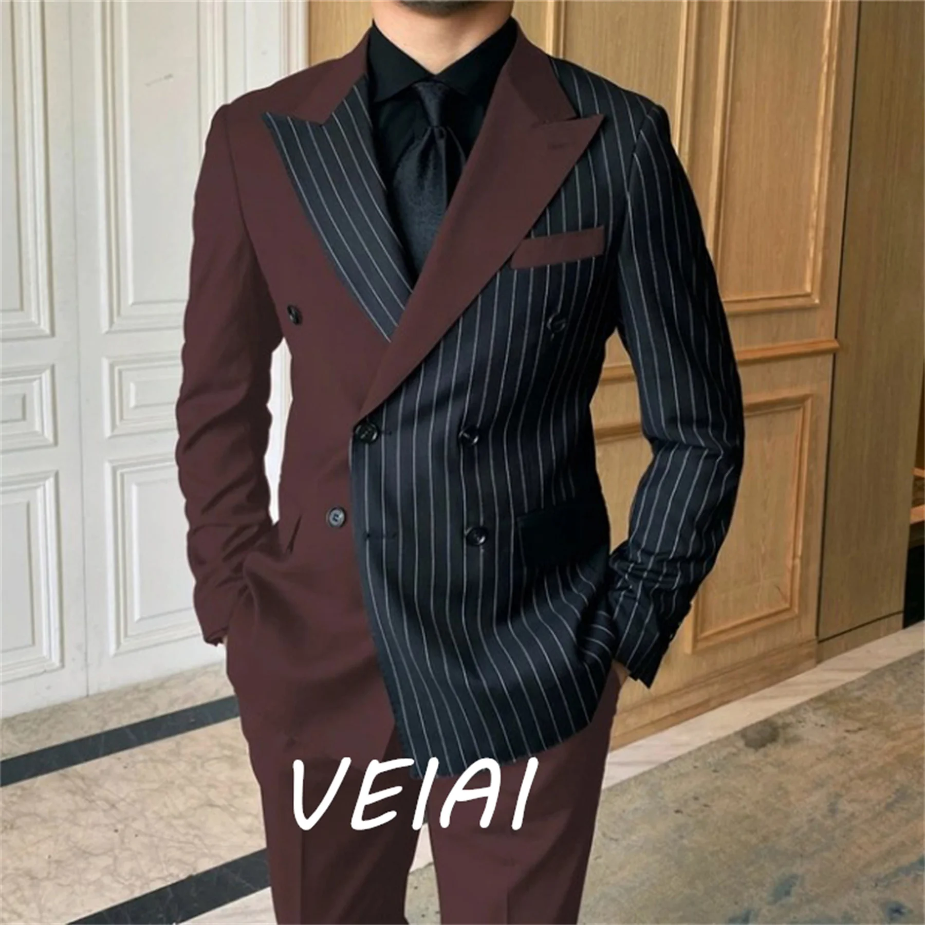 

CustomizedEuropean and American foreign trade new men's suit two-piece striped splicing leisure business banquet suit