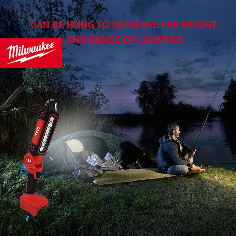 Milwaukee 18V LED Work Light Compact Folding Electric Rotating Camping Lamp  Lithium Battery Outdoor Travel Family Emergency