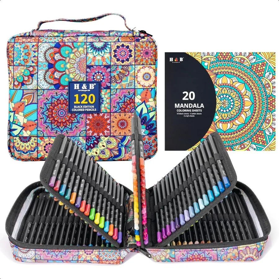 

Набор цветных карандашей 120 цветов с ластиком для книг-раскрасок и точилкой, идеально подходящий для рисования и раскрашивания, мягкие сердечники на масляной основе, идеально подходят