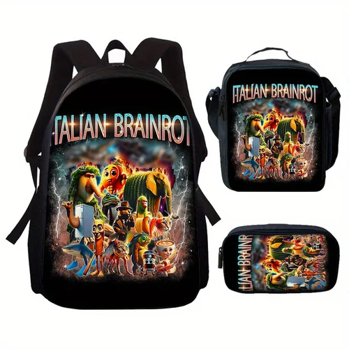 Mochila Tralalero Tralala Tungtung Sahur Brainrot, mochilas escolares para niños, mochila para exteriores, mochila de viaje de Anime, regalo, 3 uds.