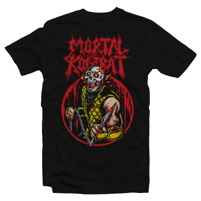 

scorpion Flamehead Vintage 90's Mortal Kombat Gift tee for gamer 100% cotton printed Short Sleeve Graphic T-Shirt All size tops