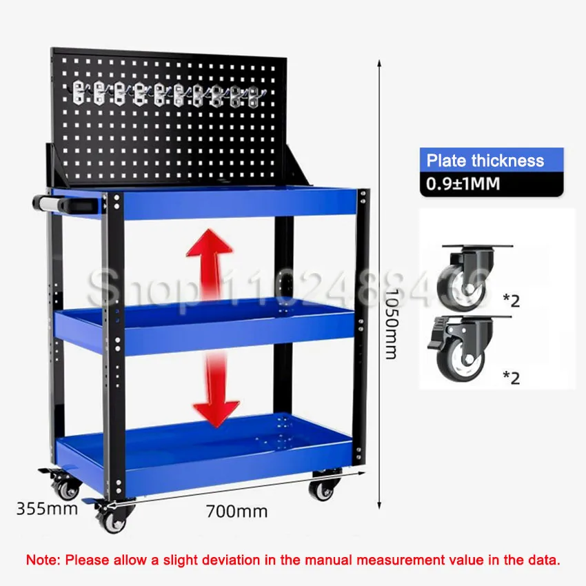 Mechanical Workshop Tools with Wheels, Tool Carts 3-layer Mobile Tool Car, Multifunctional and Heavy-duty Auto Repair Parts Car