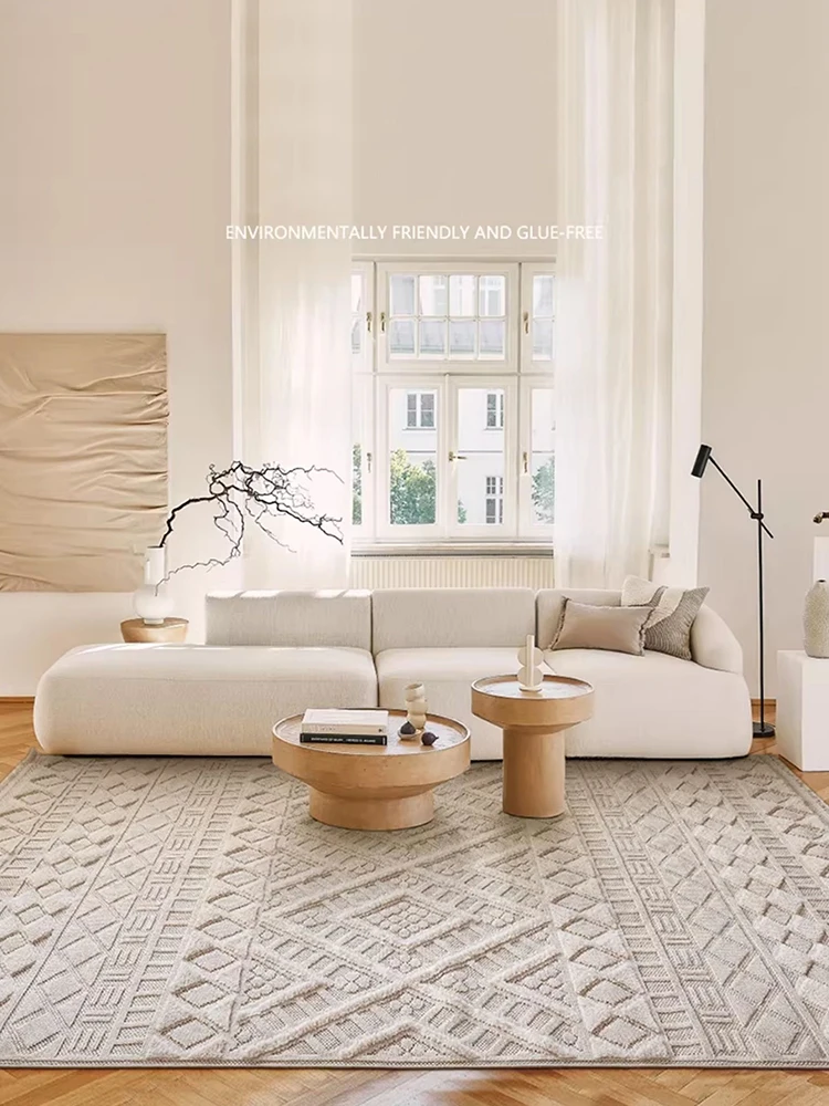 Morocco Living Room Rugs Decoration Bedroom Plain Color Cream Style Anti Slip Floor Mats Large No Hlue Carpet French Style Rug