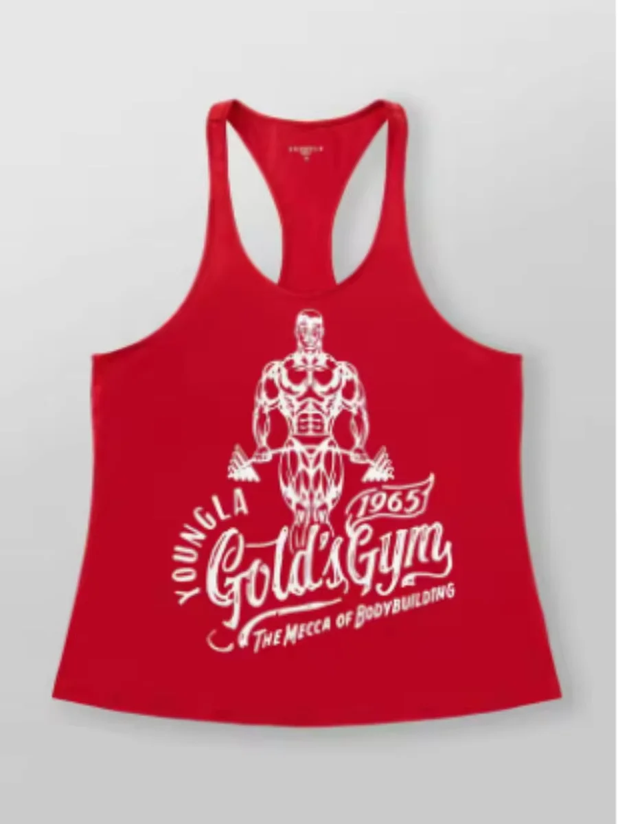 Explorer-vest voor volwassenen Nieuw herenvest voor buiten hardlooptraining sport fitness sneldrogend ademend katoenen top met print