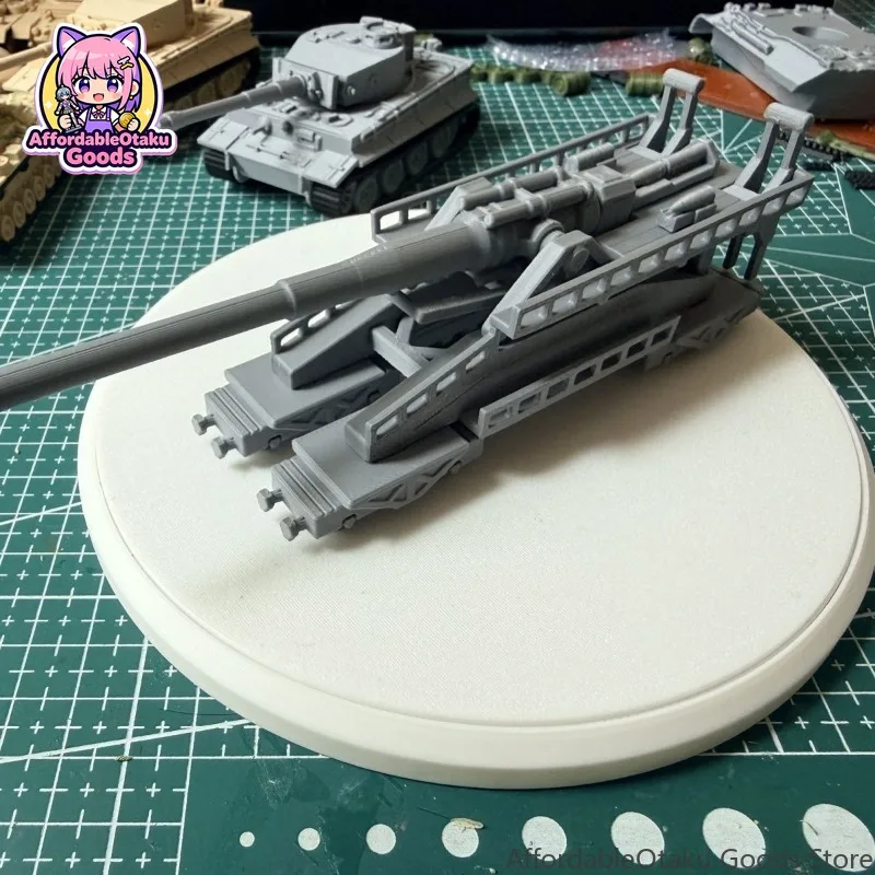 1:250 Gustav Railway Gun Model Unpainted 3D Printed Assembly Kit WWII Heavy Artillery Historical Replica DIY Painting Collection