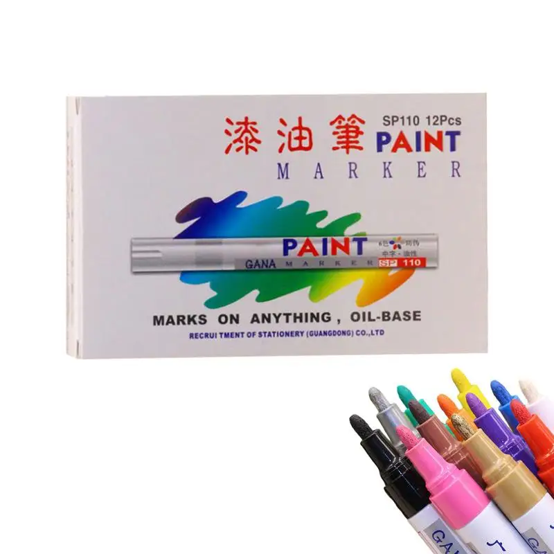 Canetas impermeáveis de tinta acrílica para pintura rupestre, canetas lettering pneu, tinta à base de óleo, DIY Craft Art Supplies, 12 pcs