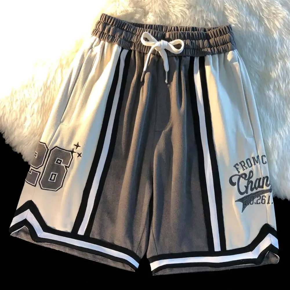 Vintage Hiphop Women Shorts 2023 Trend Summer Streetwear Couple Sports Pants Preppy Style Embroidered Basketball Shorts