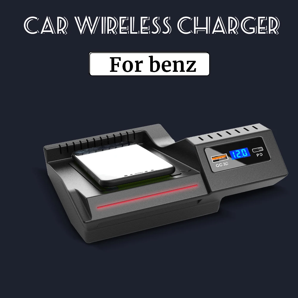 Plug and Play Wireless Charger For Mercedes Benz AMG C43 C63 GLC43 GLC63 W205 X253 phone Holder Fast charging Interior Tuning