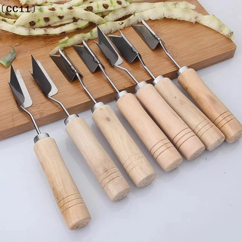 1PCS Non-slip Handle Pineapple Shovel Stainless Steel Pineapple Knife Portable Fruit Peeler V-Shaped Manual Food Processor〔CC11〕