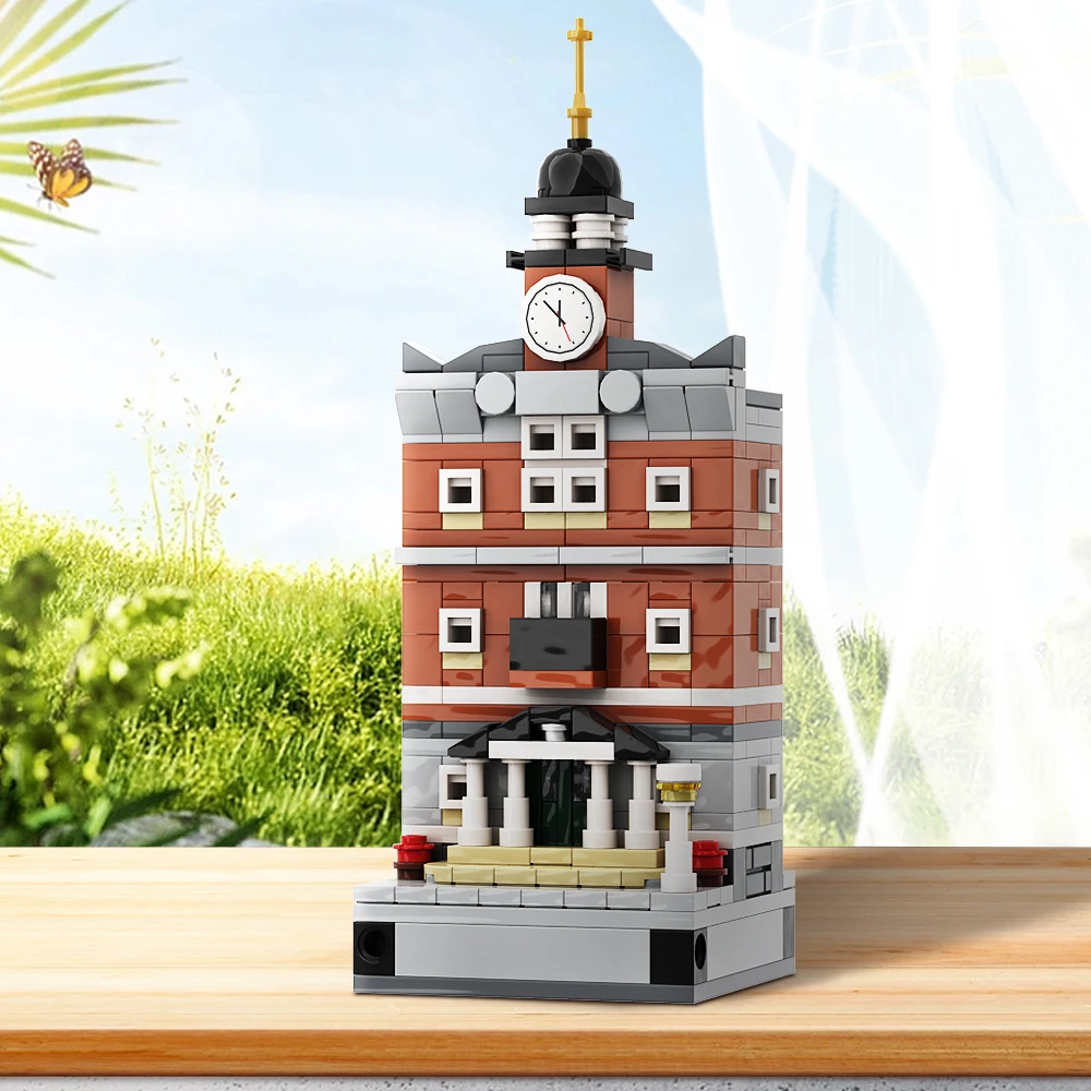 Gobricks MOC City Town Hall 8x8 Architecture Building Block set Urban Landmark Houses diy Education Brick Toys For Children Gift