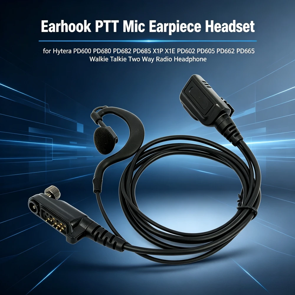 Earhook PTT Mic Earpiece Headset for Hytera PD600 PD680 PD682 PD685 X1P X1E PD602 PD605 PD662 PD665 Walkie Talkie Two Way Radio