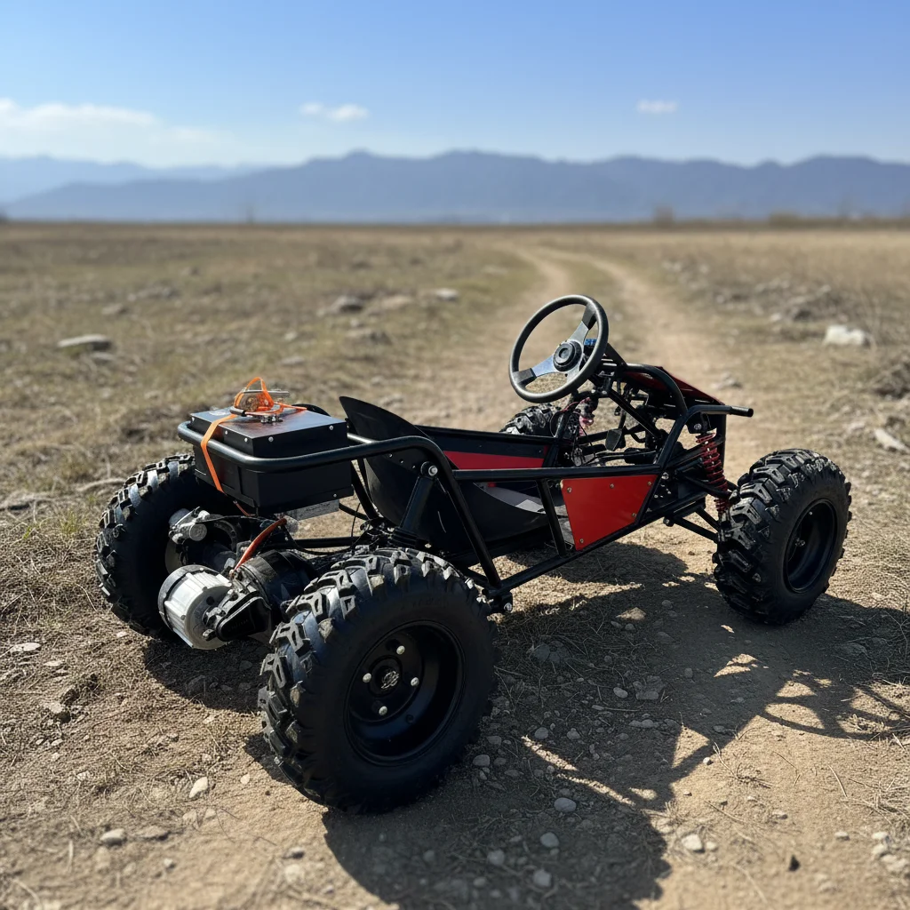 Single Seat Four-Wheel Drift Kart, High Efficiency Power Component 8-Inch Anti Slip Tires 35km/h Speed for Outdoor Racing Entert