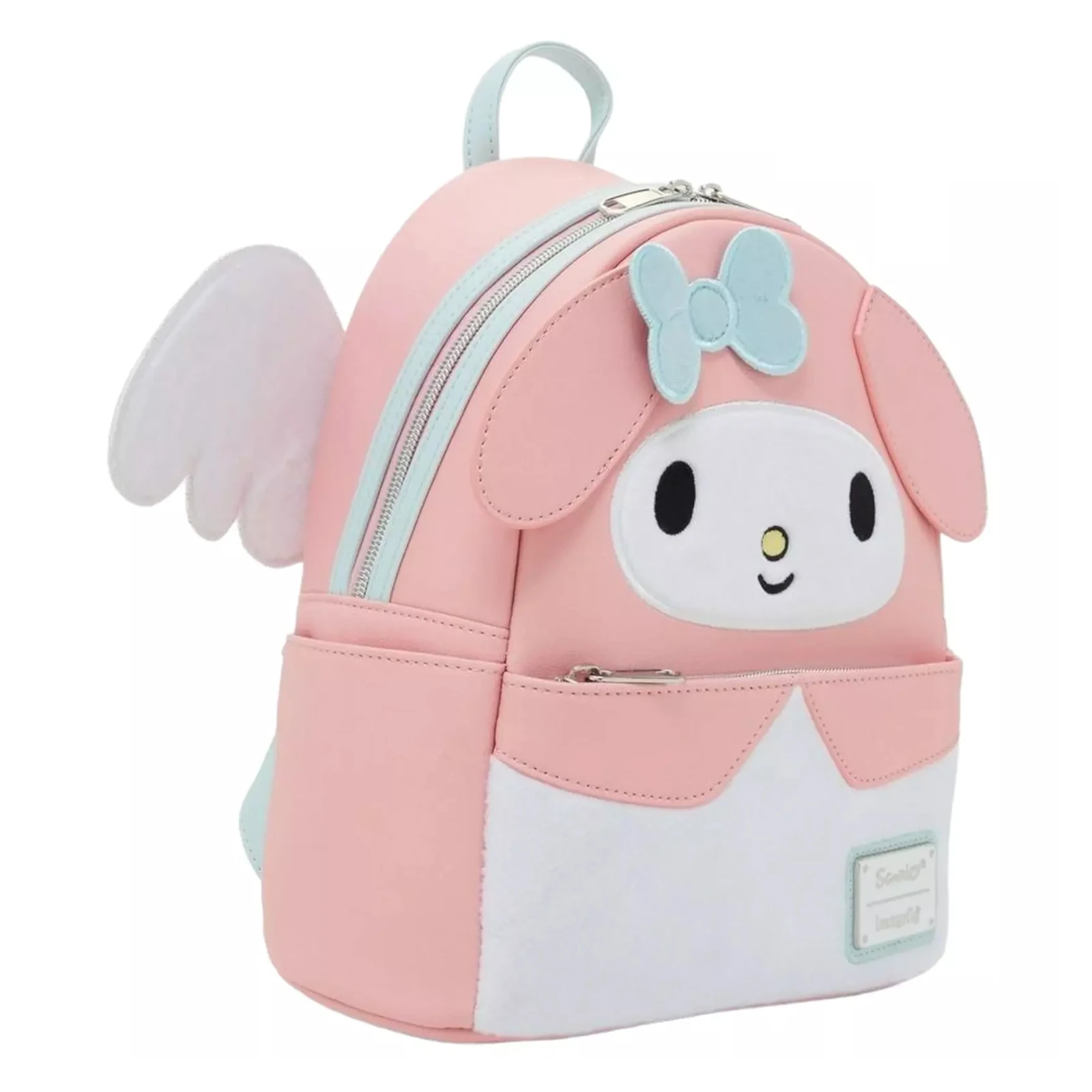 Sanrio my melody anjo mini mochila conjunto criativo mochila de armazenamento papelaria couro mini estudante mochila natal gif