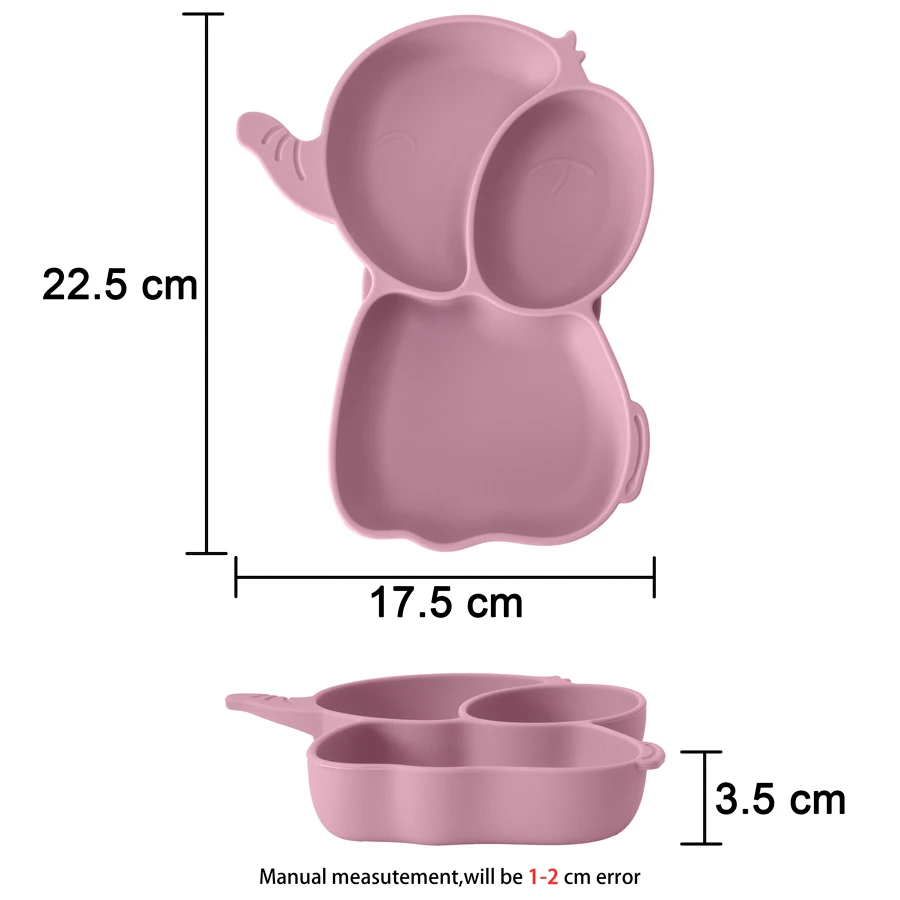 Cartoon Elefant Form Platte Für Neugeborene Mit Silikon Baby Fütterung Schüssel Saug BPA FREI kinder Geschirr Esszimmer Gerichte