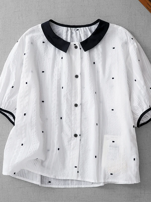 

Loose Fit Summer Shirt Women's Large Size Thin Short Sleeve Top Fashionable Ageless Korean Japanese Brand Casual Wear