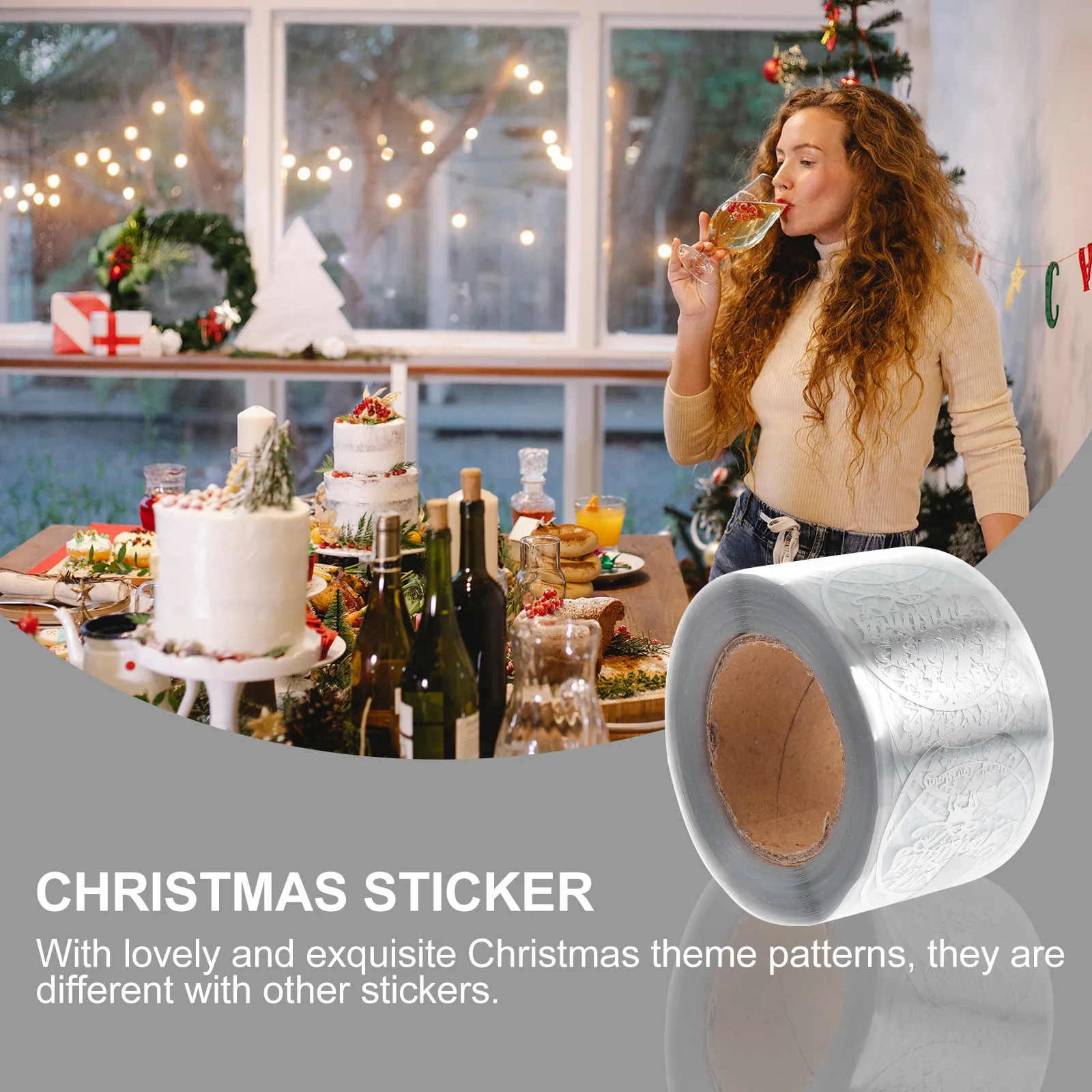 

1 рулон премиальных рождественских наклеек: декоративные стикеры-снежинки для ноутбуков, открыток, автомобилей, книг, холодильников, DIY-поделок, праздников и Рождества