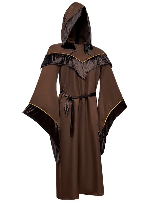 

Men's loween Costume Robe Wizard Priest Religious Roleplay Long Dring Gown for Par And Stage Performance