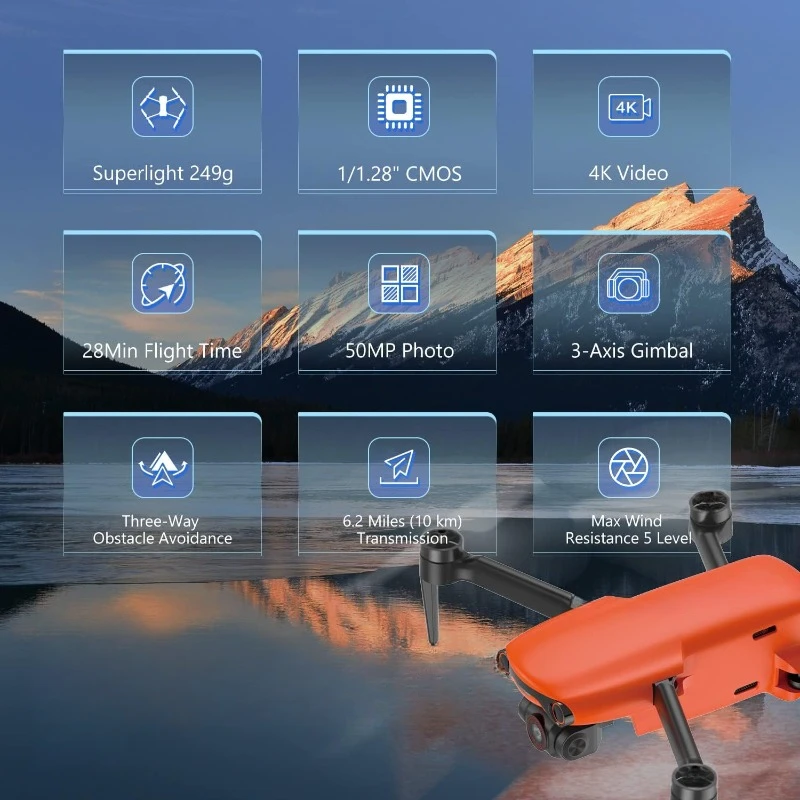 249g Mini Drone with 4K RYYB Camera, PDAF + CDAF Focus, 3-Axis Gimbal, 3-Way Obstacle Avoidance, Nano Plus Fly More Combo