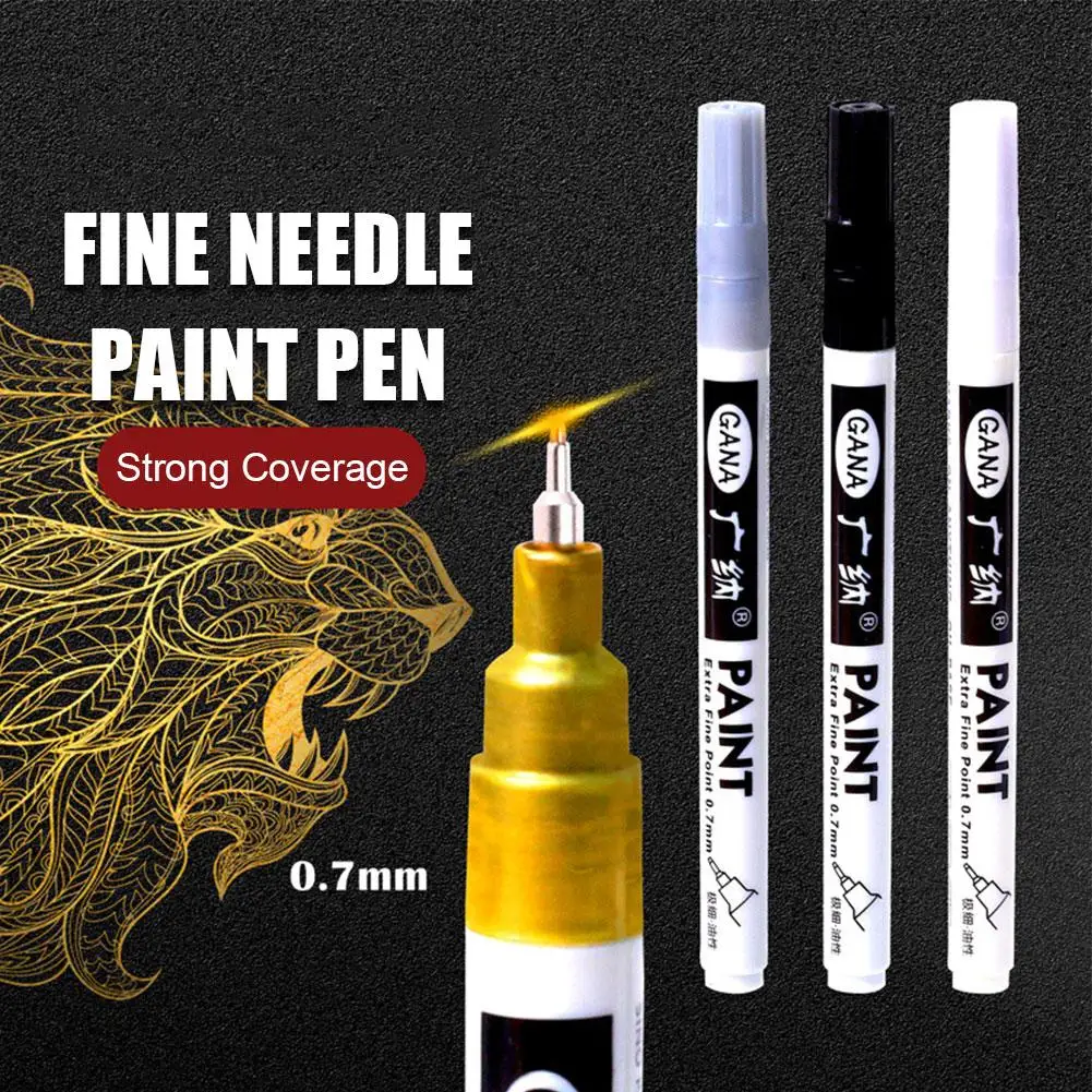 Paint Pen 4 Colors 0.7mm Extra Fine Point Paint Marker Non-toxic Waterproof Permanent Marker Pen for Cards, Posters, Rock M Q7X4