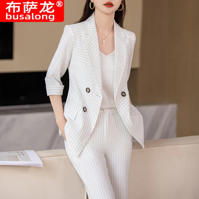 Striped Suit Women's Spring and Summer New Business Manager Commuter Formal Wear Temperament Goddess Style High-Grade Overalls