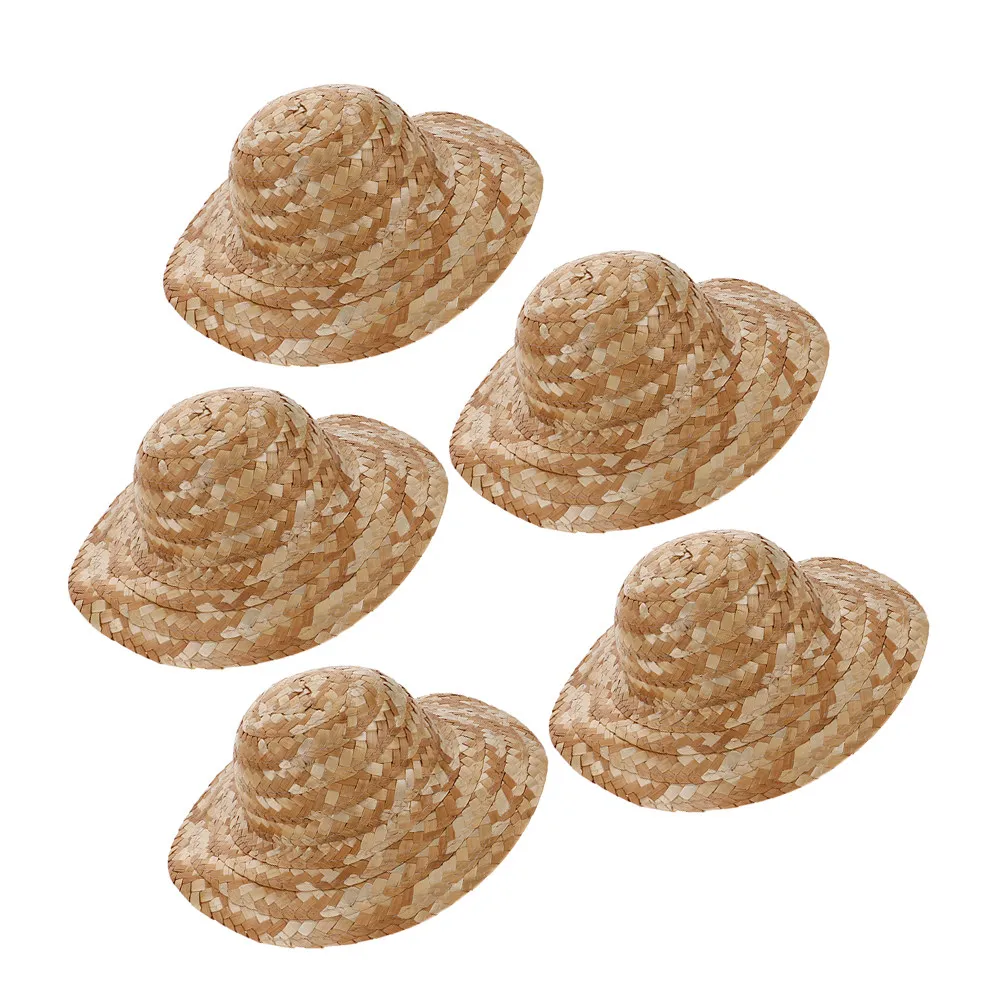 5 piezas de sombreros de paja en blanco para pintar, mini sombreros de paja para manualidades, decoración del hogar, sombreros para grafiti infantiles, suministros de bricolaje, mini gorras para manualidades.