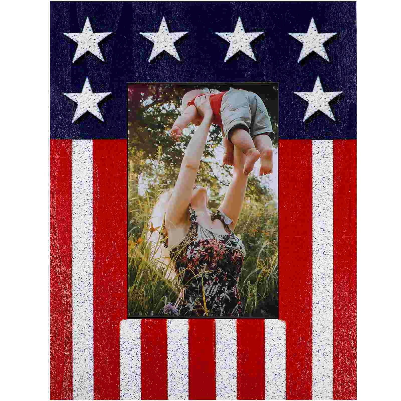

Independence Day Photo Frames Ornament for Picture Wooden Household Family Holder Patriotic Decorations
