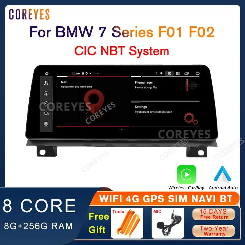 

COREYES 12.3inch Car Radio CarPlay Android Auto For BMW 7 Series F01 F02 CIC NBT 1920*720P Auto Radio Multimedia Stereo Receiver