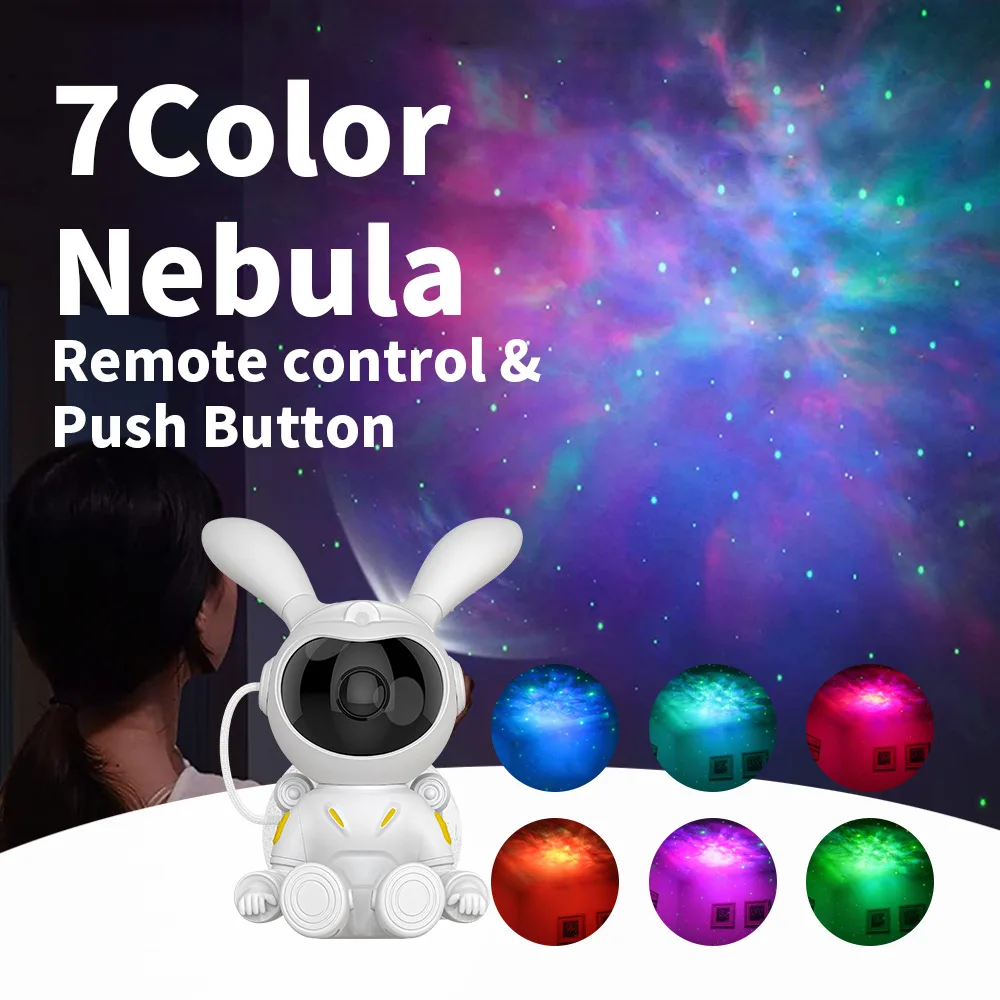 2024 New Starry Sky Projector Rabbit Projector Bedroom Night Light Projection Light Starry Sky Night Light Projection Toy Girl B